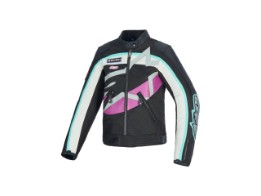 Stella Idles Damen Textil Motorradjacke Schwarz Weiß Lila