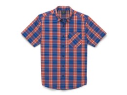 B&S Orange Plaid Shirt Herren kurzarm Hemd