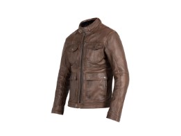 Giacca da motociclista in pelle marrone Drifter con protezioni