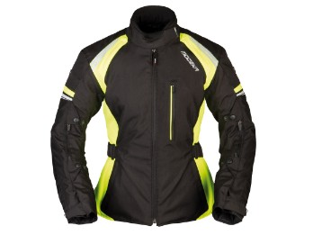 Violetta Lady Damen Motorrad Jacke Schwarz Neon-Gelb wasserdicht