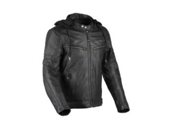 Detroit 3 Herren Motorradjacke Schwarz Lederjacke