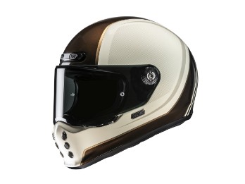 V10 Hodu MC9 Integral Motorrad Helm Beige Braun Gold