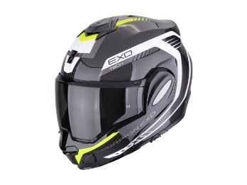 EXO-Tech Evo Carbon Cosy Klapp Motorradhelm, Schwarz Neon-Gelb
