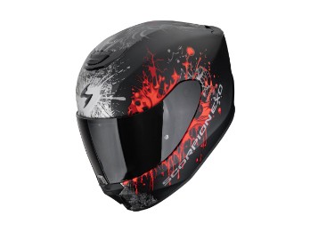 EXO-391 Wolf Motorrad Helm Schwarz Silber Rot Matt