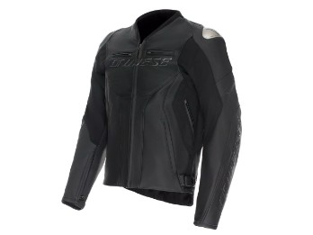 Racing 5 Herren Motorrad Lederjacke Schwarz Schwarz