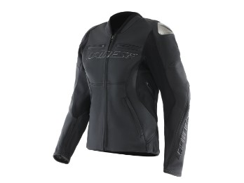 Racing 4 WMN Damen Motorrad Leder Jacke Schwarz Schwarz