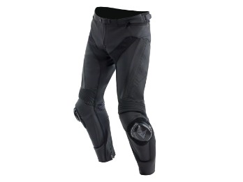 Delta 4 Herren Leder Motorradhose Stiefelhose Schwarz
