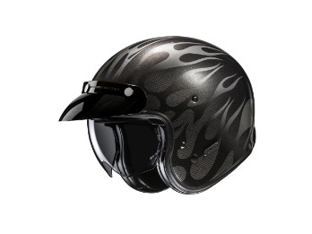 V31 Firo MC5 Motorrad Jethelm Schwarz Grau