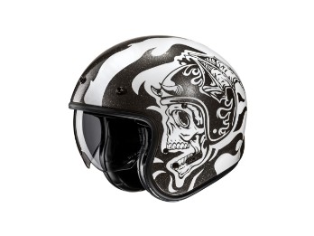 V31 Flame MC5 Schwarz Weiß Motorrad Jethelm