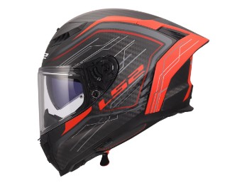 FF807 Dragon Subic Carbon Motorrad Helm Schwarz Rot Matt