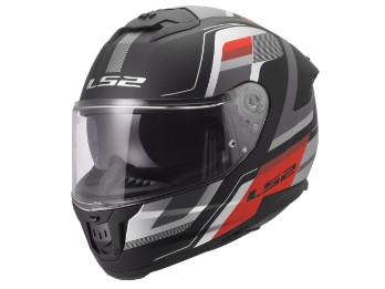 FF808 Stream II Vintage Motorrad Helm Schwarz Grau Rot Matt