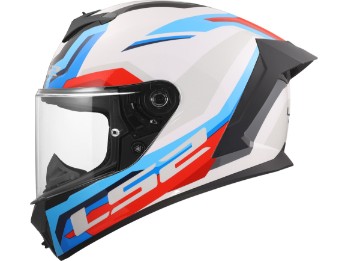 FF820 Rapid III Hyper Motorrad Helm Weiß Blau Rot