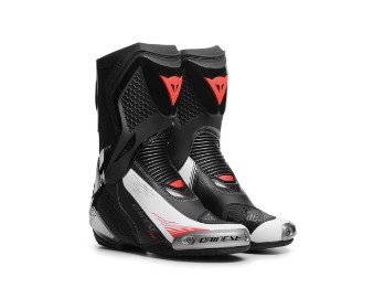 Torque 4 Damen Sport Motorrad Stiefel Schwarz Weiß Rot-Fluo