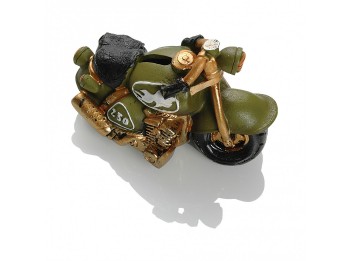 Копилка мотоцикл зеленый золото