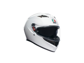 K3 Solid Mono White Motorrad Helm Weiß Glanz