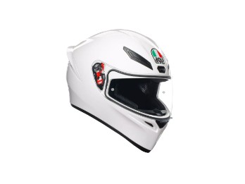 K1 S Solid Mono White sportlicher Integral Motorrad Helm Weiß