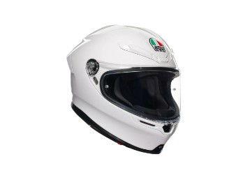 K6 S Solid Mono White Integral Motorrad Helm Weiß Glanz
