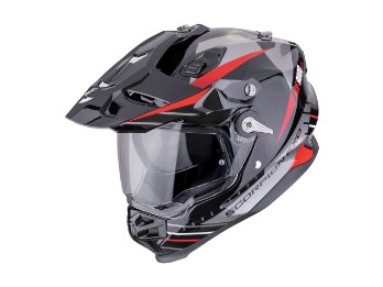 ADF-9000 Air Feat Adventure Motorradhelm, Schwarz Silber Rot