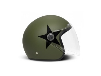 P1 Star Green Motorrad Jethelm Grün Schwarz Matt
