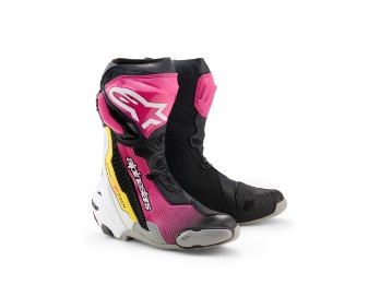 Supertech R Racing Motorradstiefel Schwarz Magenta Weiß Gelb