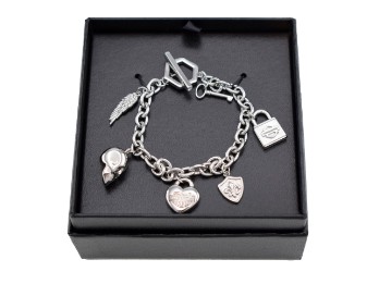 HD Logo en Motief Charm Chain Line Damesarmband Roestvrij Staal