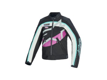 Stella Idles Damen Textil Motorradjacke Schwarz Weiß Lila