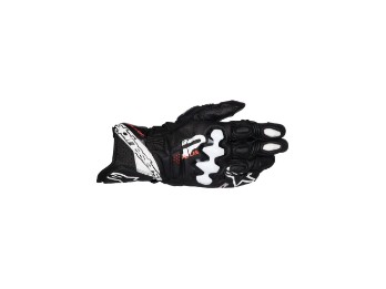 GP Plus R V3 Black White Motorrad Sport Lederhandschuhe