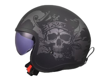 OF599 Spitfire II Willy Black Grey Jet Motorradhelm