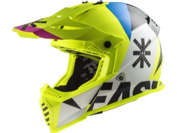 MX437 Fast Evo Heavy White HV Желтый мотоциклетный кроссовый шлем