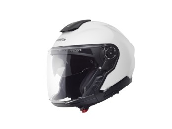 J2 Glossy White Motorrad Jethelm mit Kinnbügel Weiß Glanz