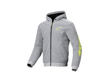 Chrome V2 Sport Hoodie Gray Heather Fluo Yellow Kapuzen Motorrad Jacke