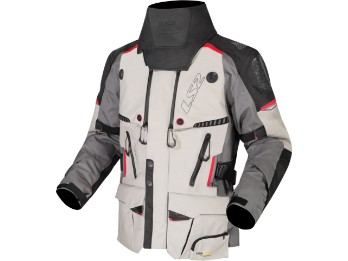 Apollo Man Herren AAA Motorradjacke, Hellgrau Schwarz Rot