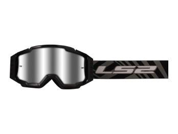 Charger Pro Iridium Crossbrille MX Motorradbrille Schwarz / Silber verspiegelt