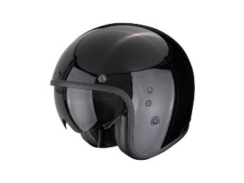 Belfast Evo Solid Motorrad Jethelm mit Sonnenblende Schwarz Glanz