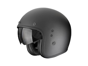 Belfast Evo Pearl Motorrad Jethelm mit Sonnenblende Perlmutt Schwarz Matt