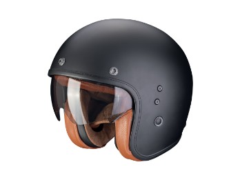 Belfast Evo Luxe Motorrad Jethelm Schwarz Matt
