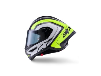 Supertech R10 Arius Schwarz Silber Gelb-Fluo Carbon Racing Motorradhelm Integralhelm