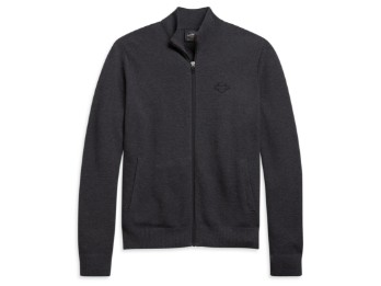 Серый меланжевый свитер на молнии с логотипом