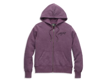 Felpa con cappuccio da donna con zip frontale e zip vintage con grafica Eagle