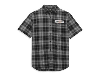 Рубашка-рубашка в клетку с одним карманом и многослойной графикой