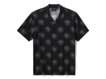 Willie G Skull Aloha Shirt Herren kurzarm Hemd