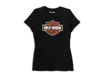 Bar & Shield Graphic Black Tee Damen T-Shirt