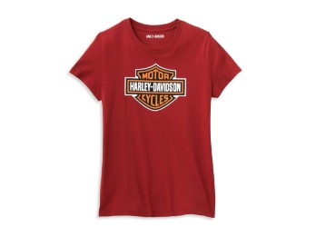 T-shirt da donna con grafica Bar & Shield Red Tee