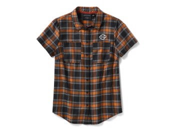 HD TECH geruite damesblouse met korte mouwen, shirt met korte mouwen