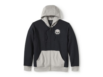 Willie G Skull Colorblock Zip Front Hoodie Kapuzen Sweatshirt