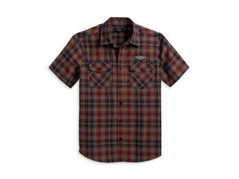 Oval Path Brown Plaid Shirt kurzarm Hemd