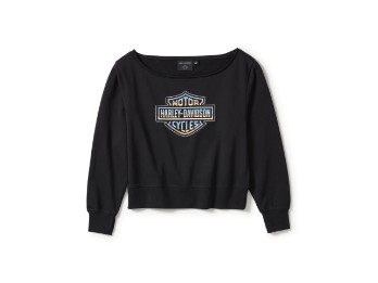 Chrome Evo Off The Shoulder Crew Harley Black Damen Sweatshirt