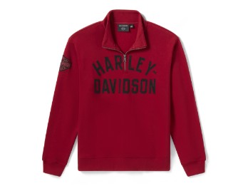 H-D Essential 1/4 Zip Pullover Fleece Deep Red Herren Sweatshirt