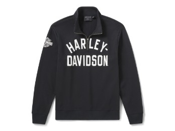 H-D Essential 1/4 Zip Pullover Harley Black Fleece Sweater Schwarz