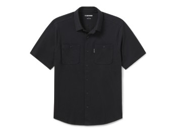 H-D American Classic Jersey Button-up Herren kurzarm Hemd Schwarz